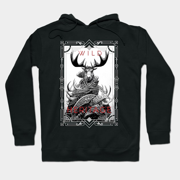 Moose Forest Wild Nature Illustration Line Epic Illustration Line Art Hoodie by Cubebox